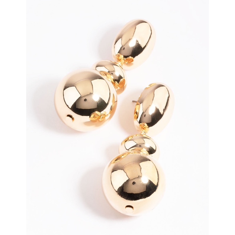 Gold Ball Ball Drop Earrings