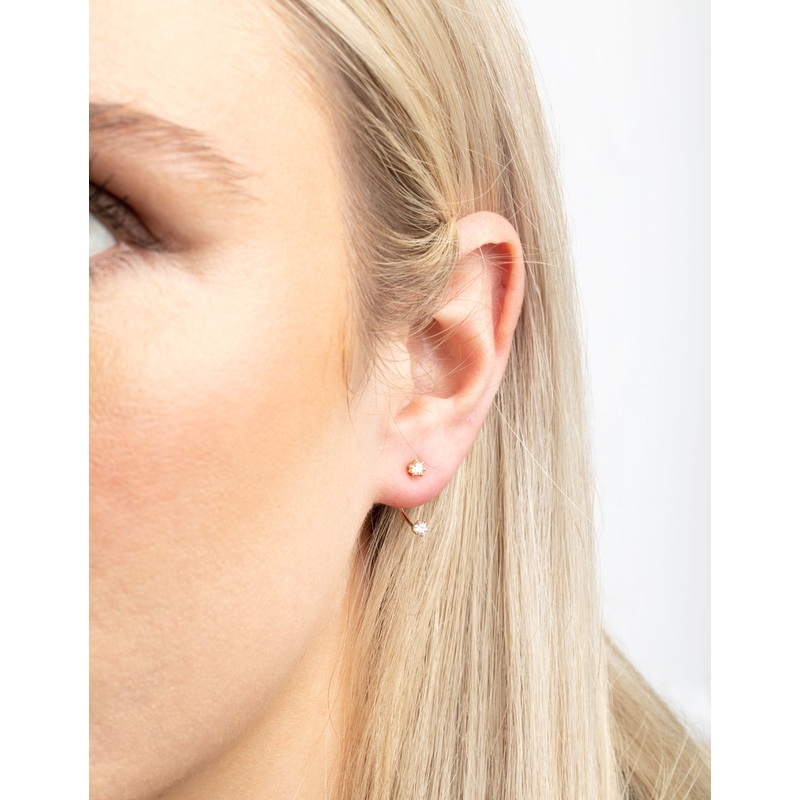 Gold Cubic Zirconia Jacket Earrings
