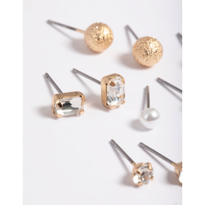 Gold Sphere Stud Earring Pack