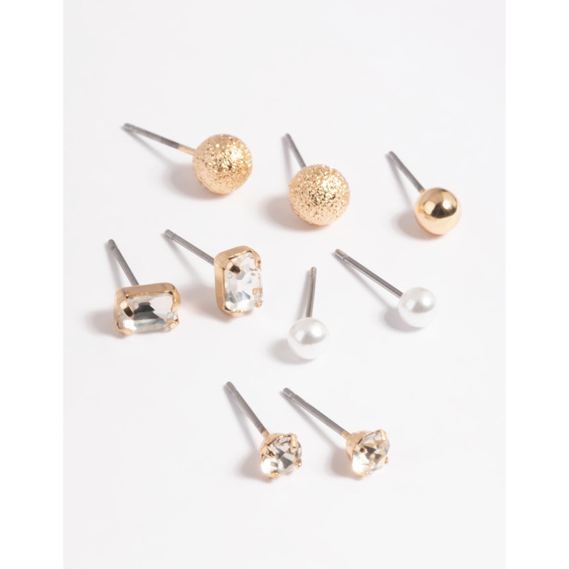 Gold Sphere Stud Earring Pack