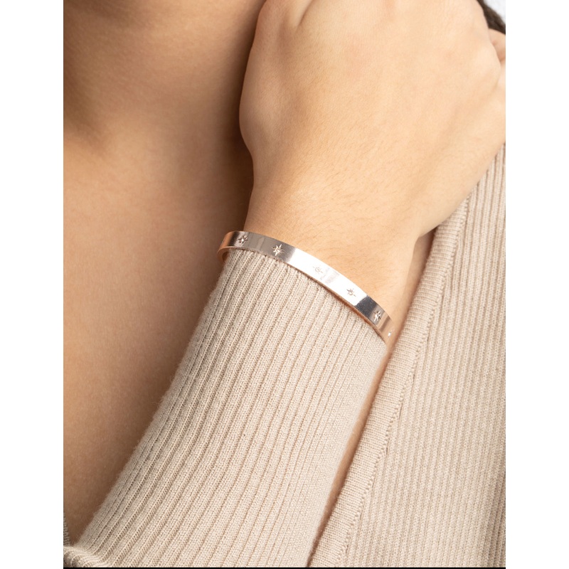 Rose Gold Diamante Star Cuff Bracelet