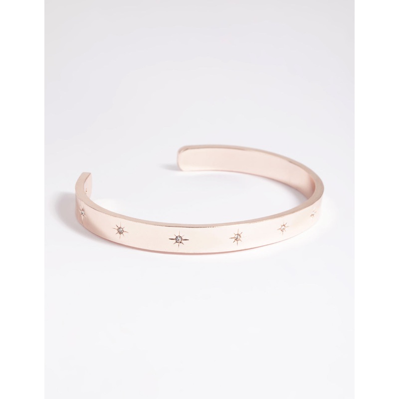 Rose Gold Diamante Star Cuff Bracelet