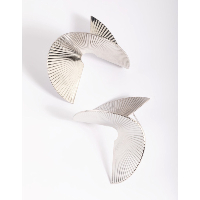 Silver Triple Huggie Drop Earrings