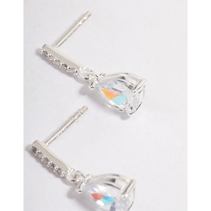 Sterling Silver Teardrop Cubic Zirconia Earrings