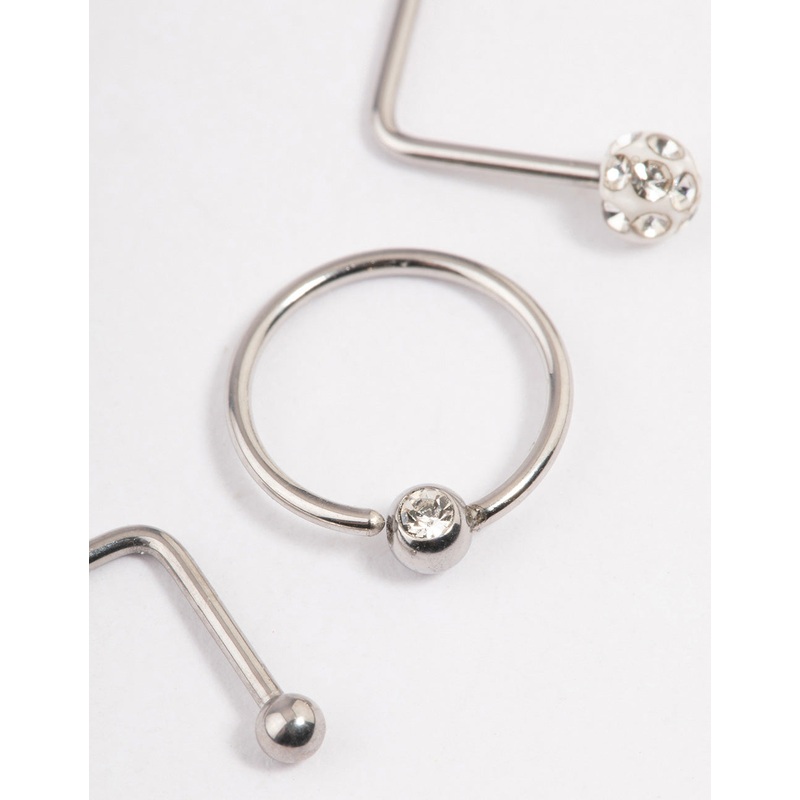Surgical Steel Pave Ball Nose Stud Pack