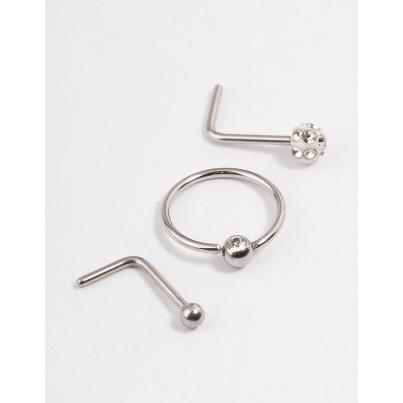 Surgical Steel Pave Ball Nose Stud Pack