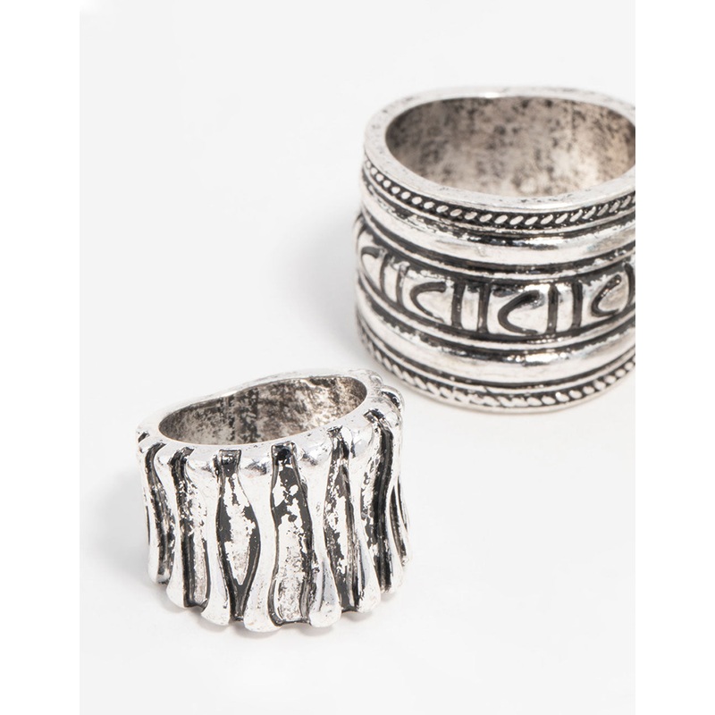 Antique Silver Turquoise Rings 3-Pack