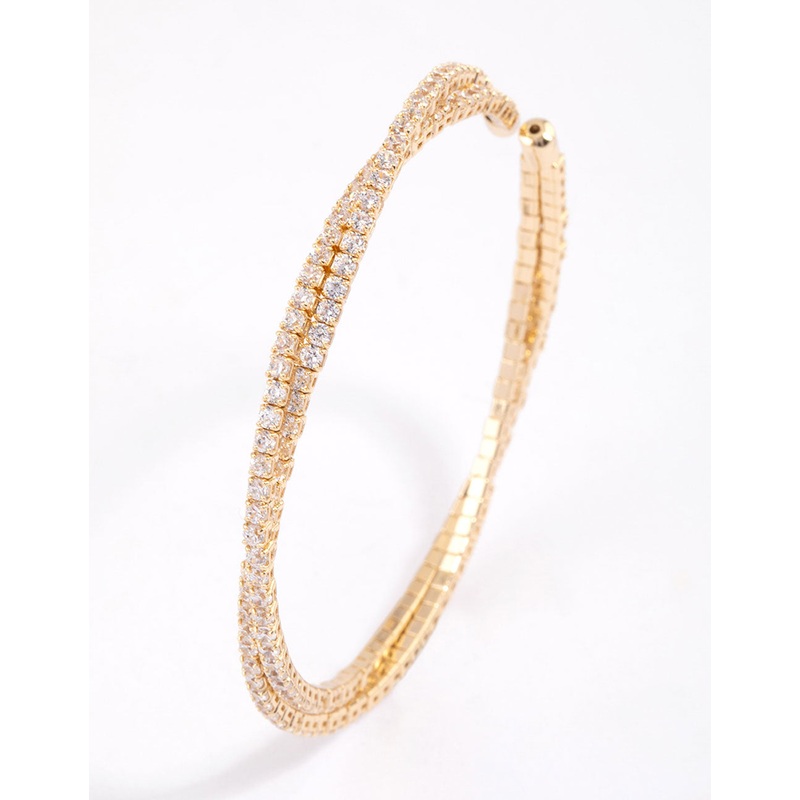 Gold Plated Twisted Cup Chain Wrist Cuff