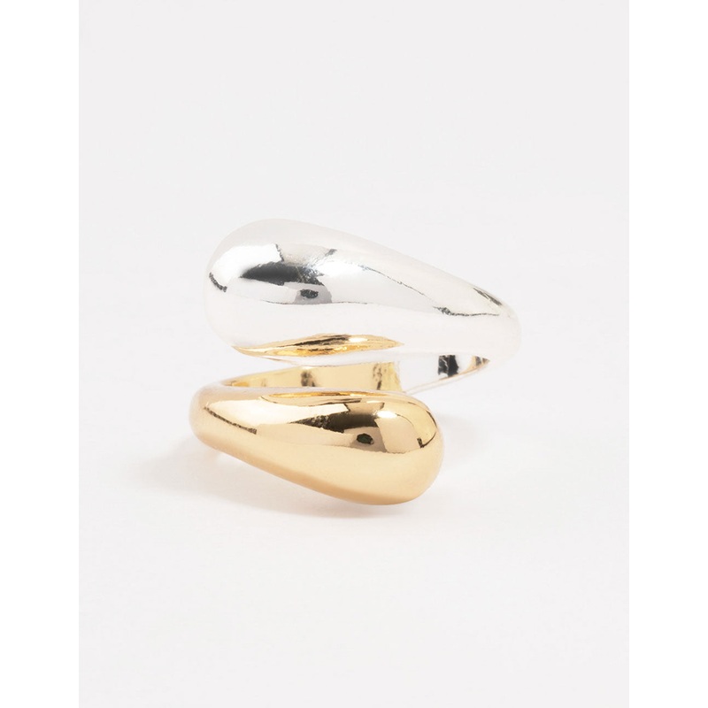 Mixed Metals Chunky Bubble Adjustable Ring