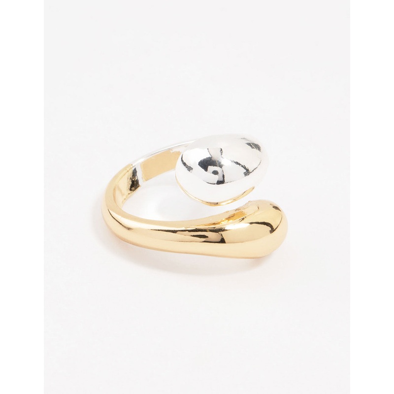 Mixed Metals Chunky Bubble Adjustable Ring