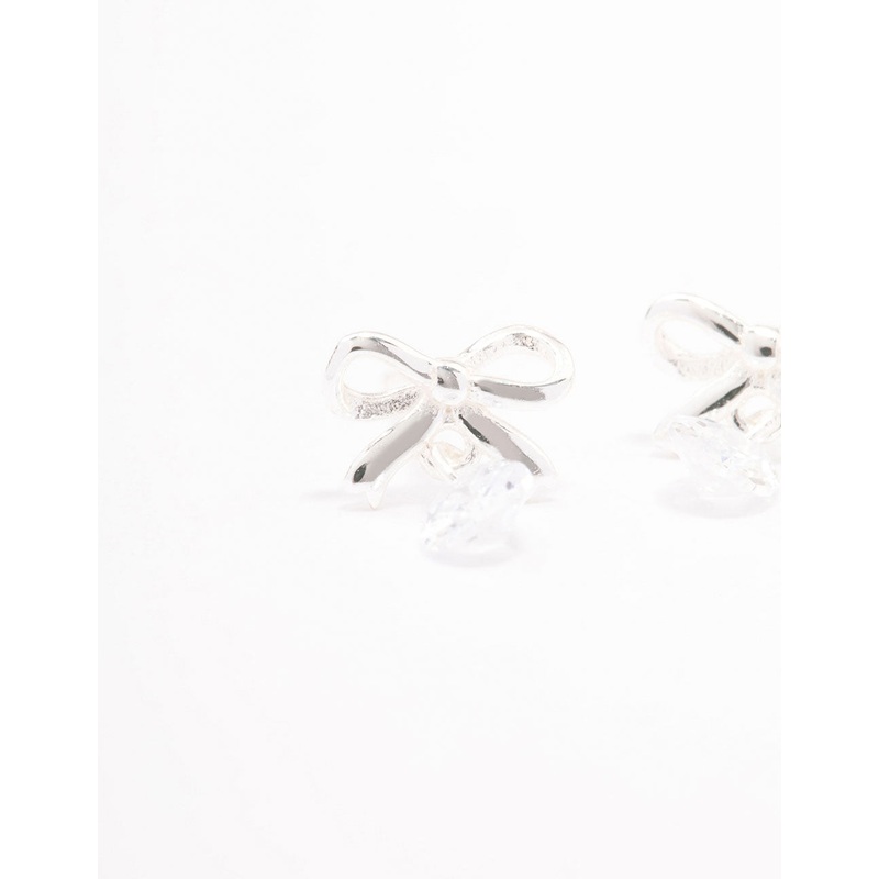 Sterling Silver Bow & Pear Drop Earrings