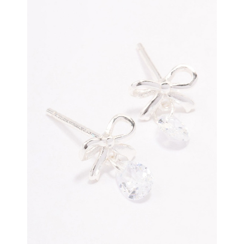 Sterling Silver Bow & Pear Drop Earrings