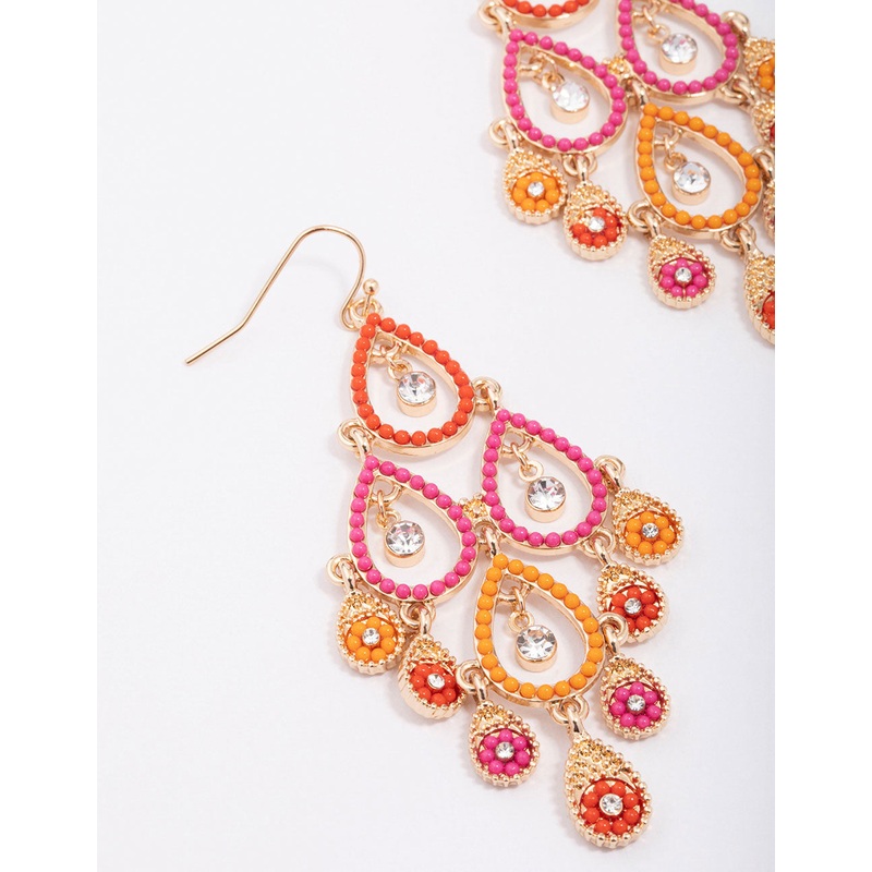 Sunset Gradient Beaded Open Drop Earrings