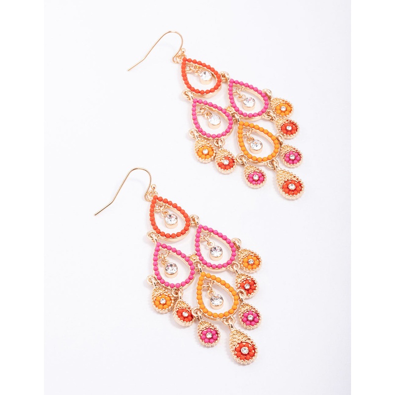 Sunset Gradient Beaded Open Drop Earrings