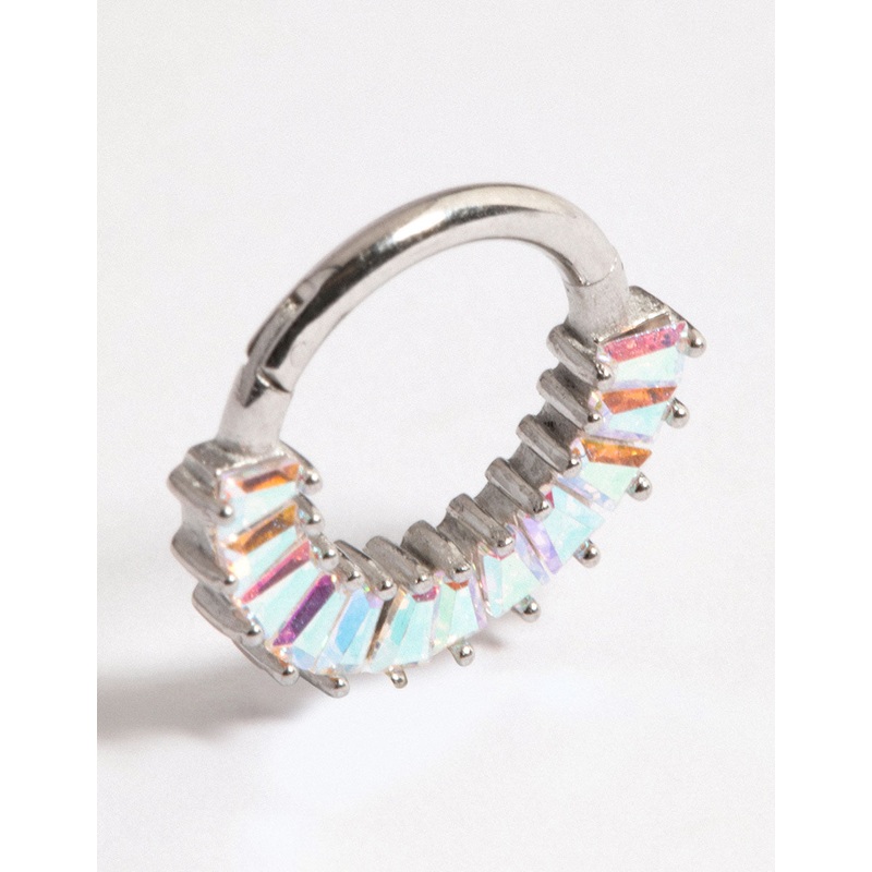 Surgical Steel Baguette Stone Clicker Ring