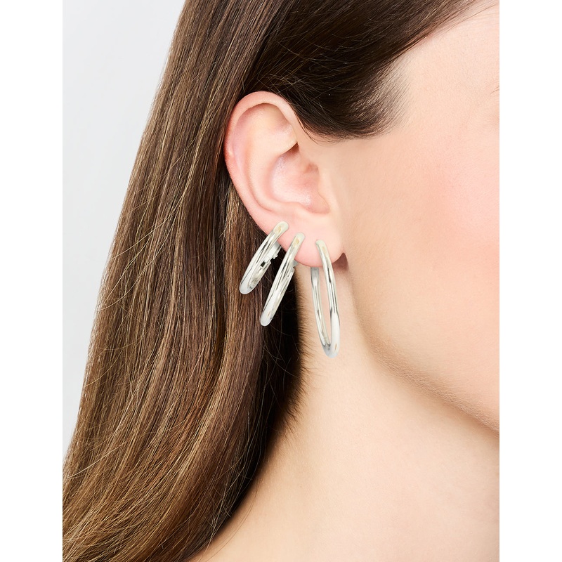 Waterproof Stainless Steel Large Basic Hoop Earrings Pack