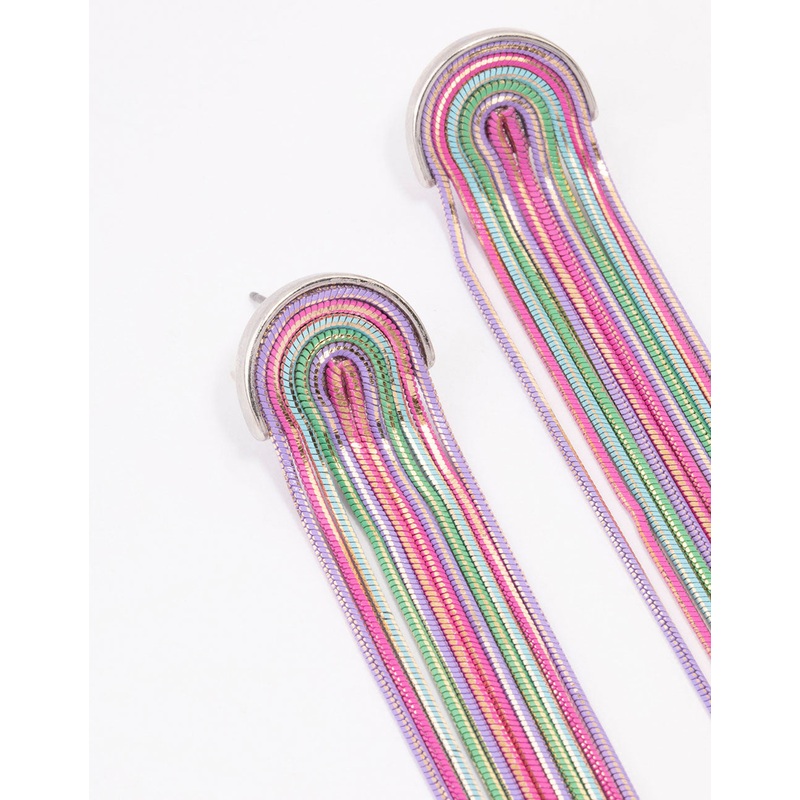 Fuchsia Waterfall Cup Chain Drop Earrings