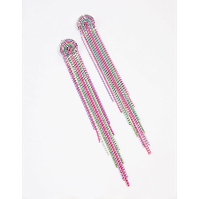 Fuchsia Waterfall Cup Chain Drop Earrings