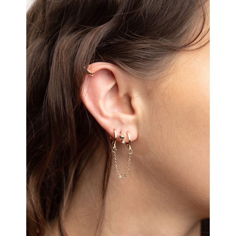 Gold Chain Huggie Hoop Earring 4-Pack