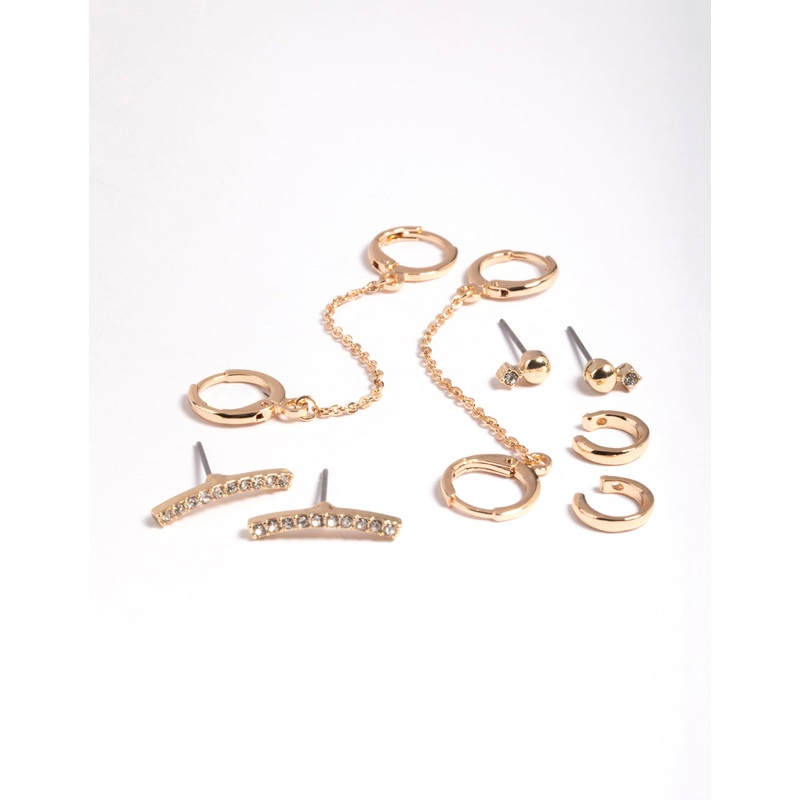 Gold Chain Huggie Hoop Earring 4-Pack