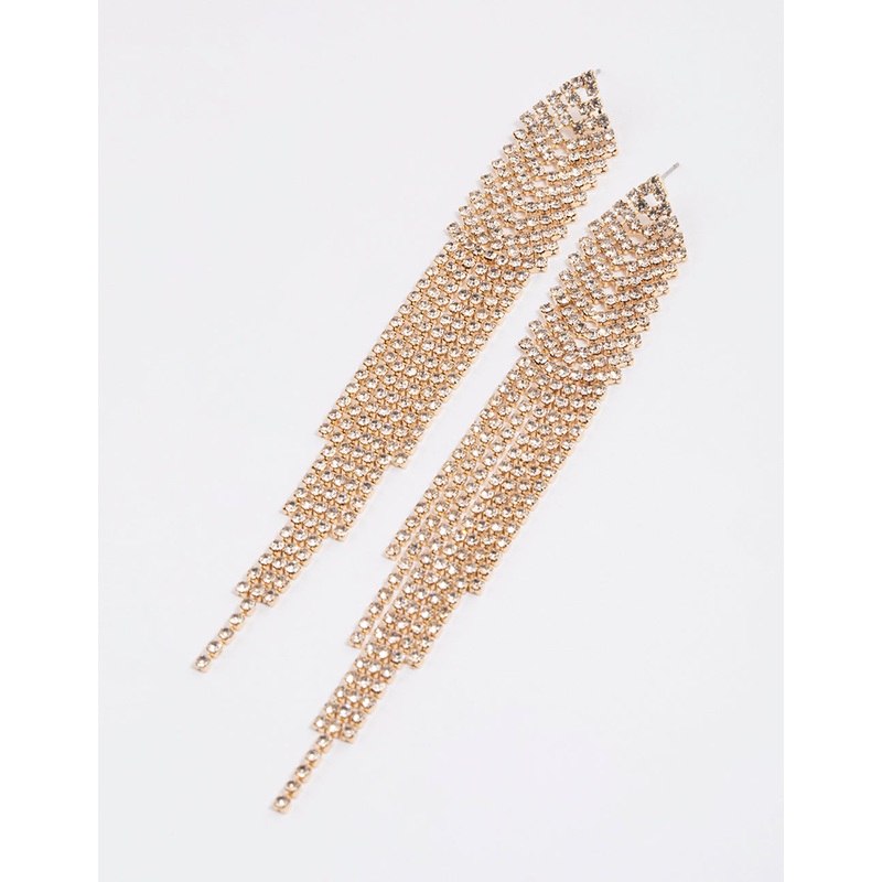 Gold Cup Chain Chandelier Earrings