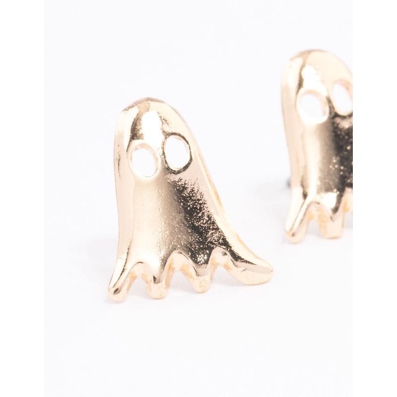 Gold Cute Ghost Stud Earrings