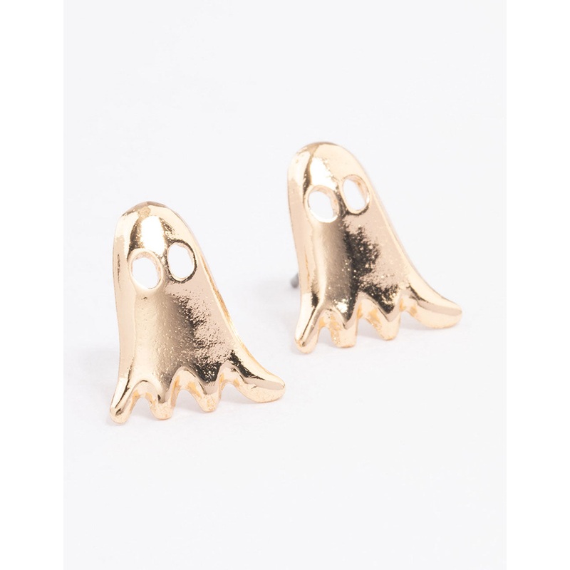 Gold Cute Ghost Stud Earrings