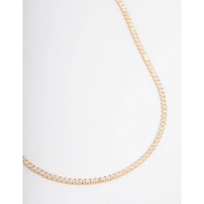 Gold Plated Fine Cubic Zirconia Cup Chain Tennis Necklace