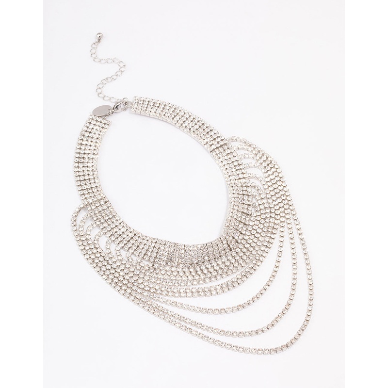 Silver Diamante Drape Choker