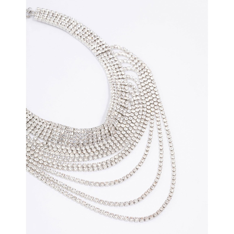Silver Diamante Drape Choker