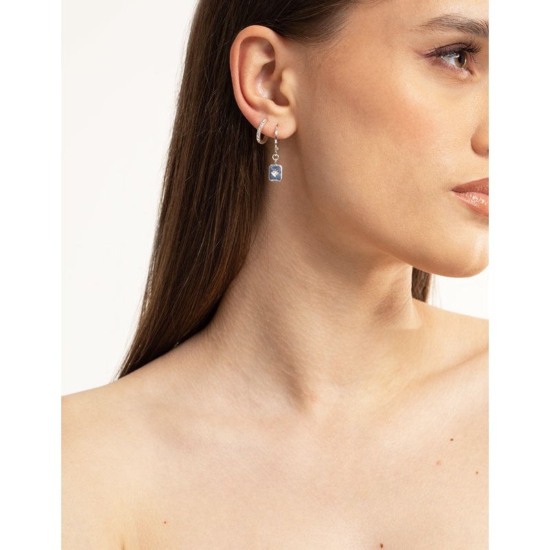 Silver Plated Brass  Cubic Zirconia Celestial Stud Earrings 6-Pack