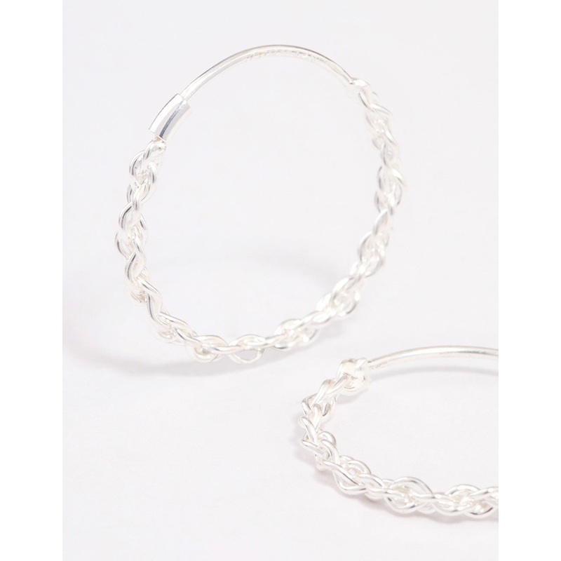 Sterling Silver Chain Hoop Earrings