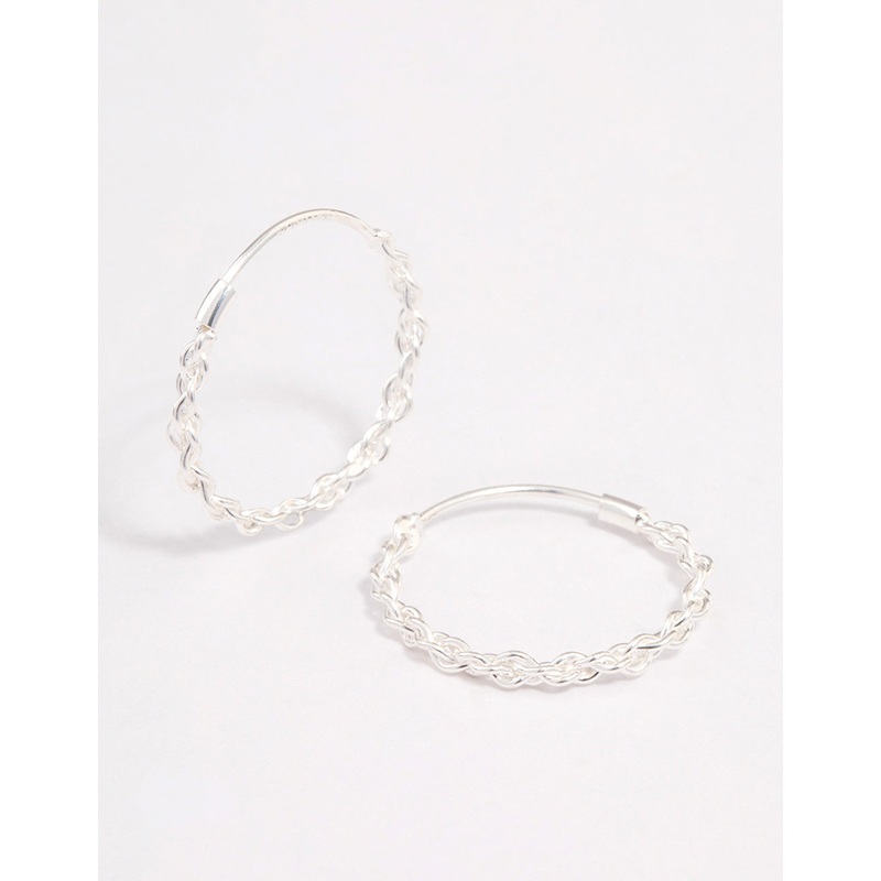 Sterling Silver Chain Hoop Earrings