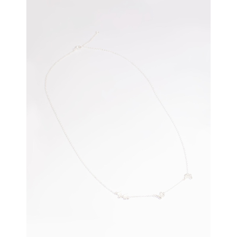 Sterling Silver Etched Butterfly Necklace