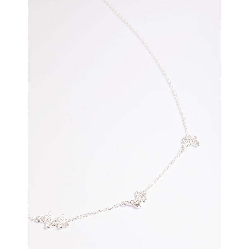 Sterling Silver Etched Butterfly Necklace