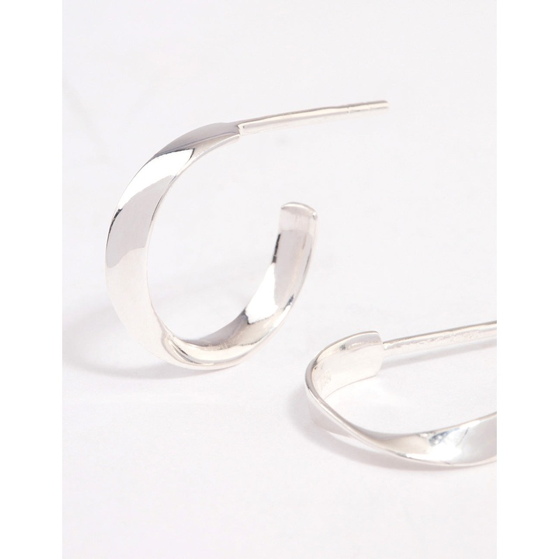 Sterling Silver Flat Twisted Hoop Earrings