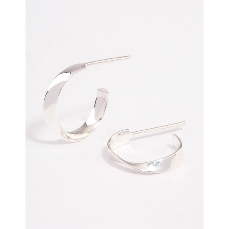 Sterling Silver Flat Twisted Hoop Earrings