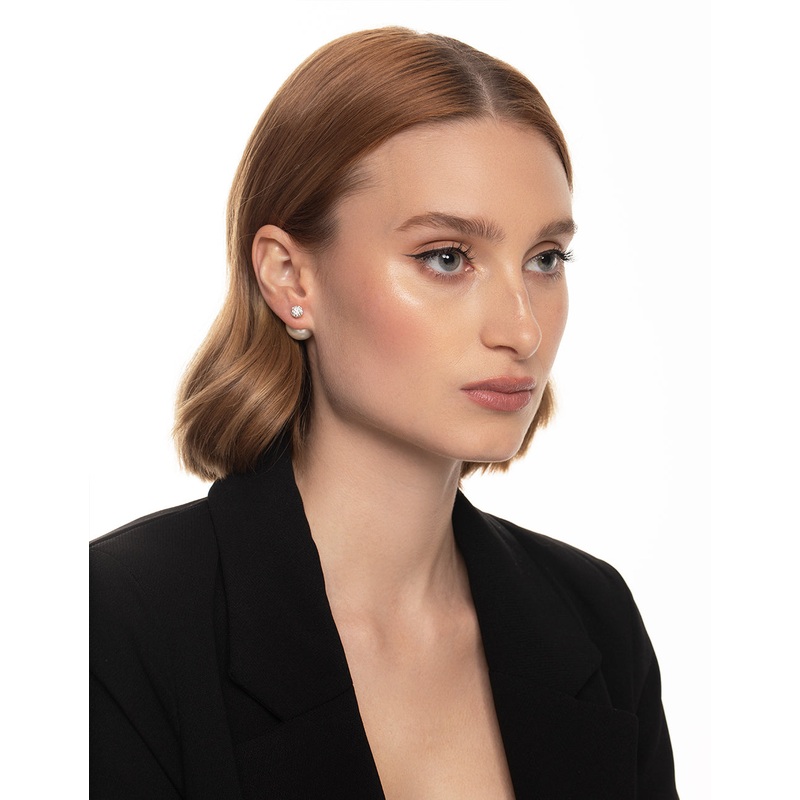 Sterling Silver Pearl Sandwich Stud Earrings