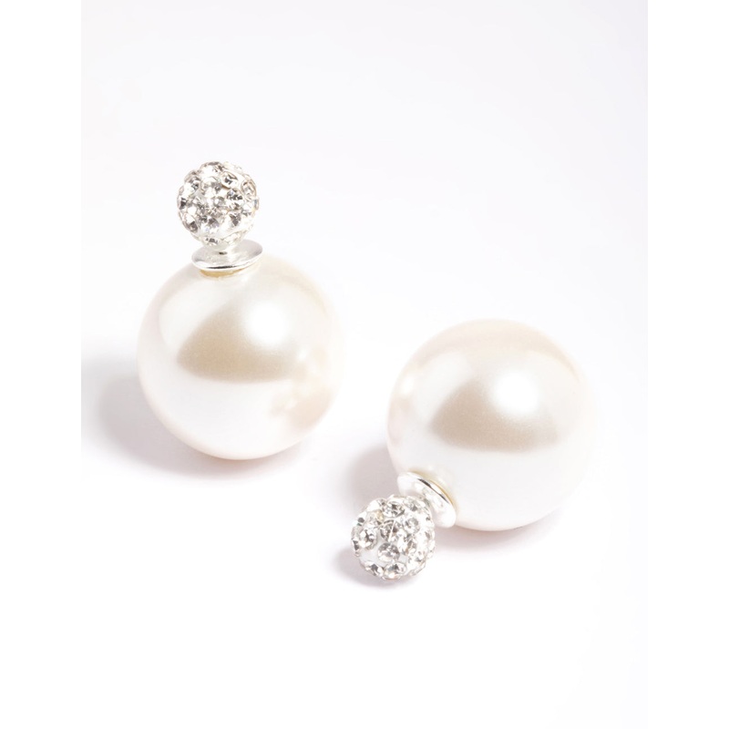 Sterling Silver Pearl Sandwich Stud Earrings