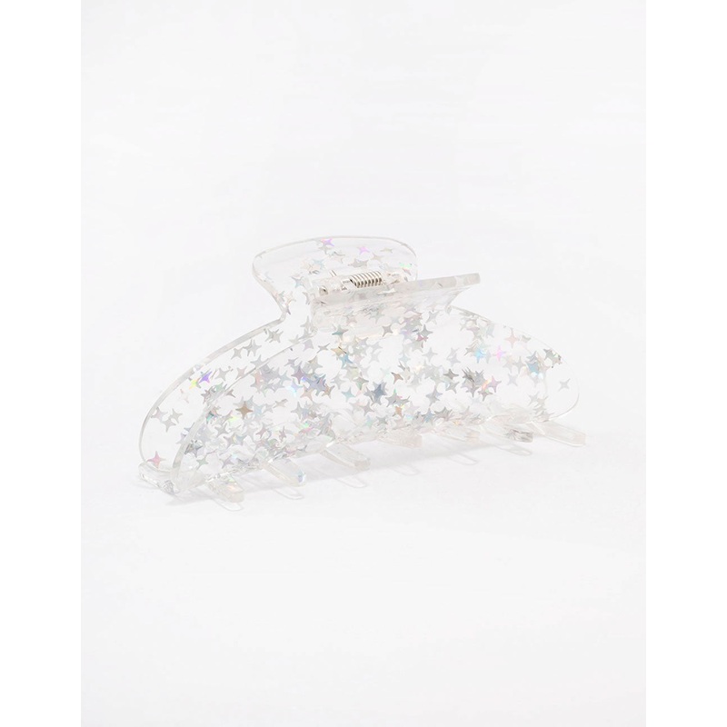 Clear Glitter Hair Claw Clip