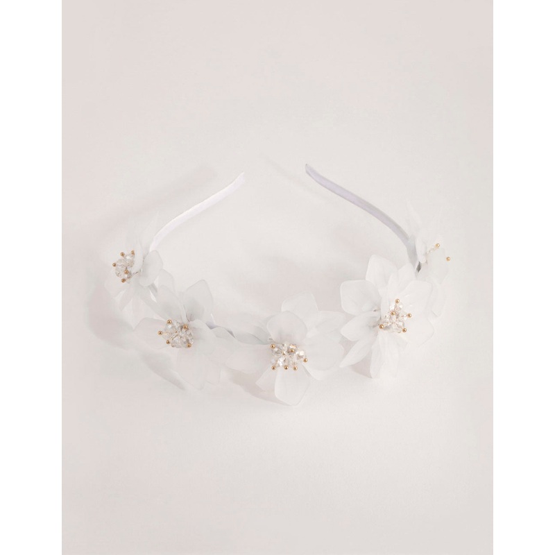 Frosted Acrylic Beaded Flower Headband