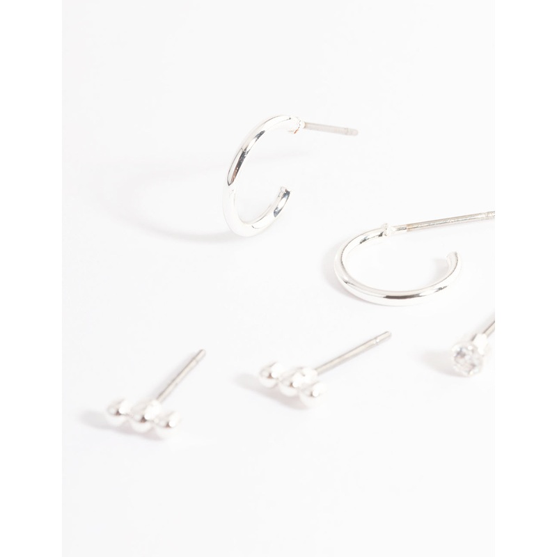 Silver Diamante Stud & Huggie Pack