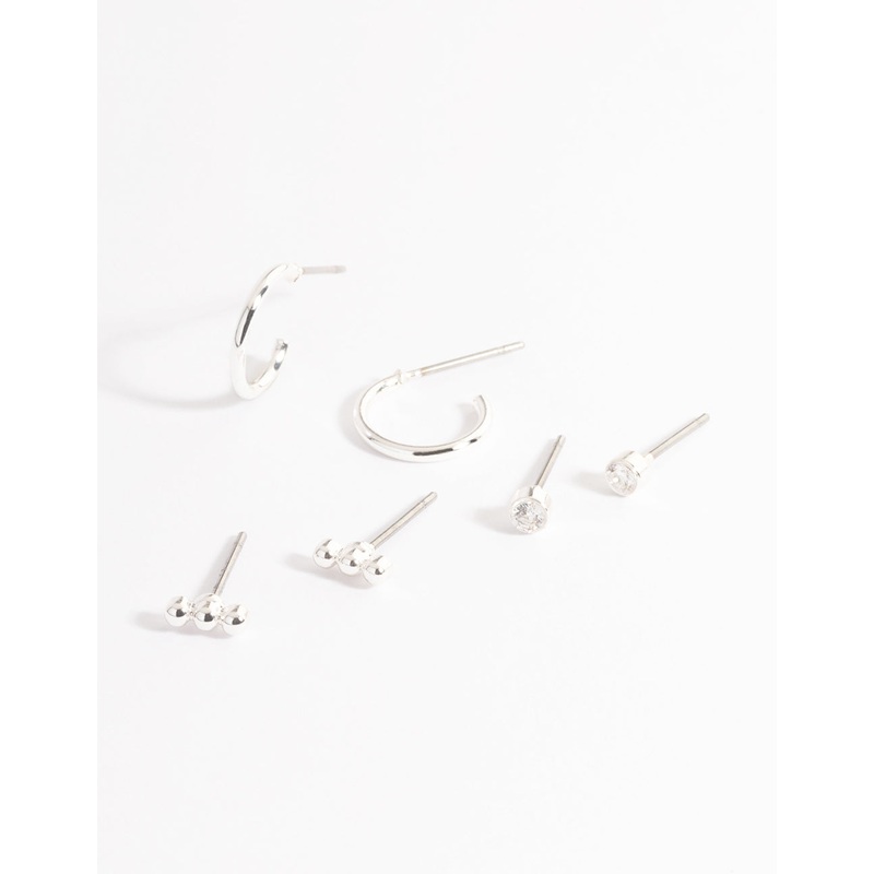 Silver Diamante Stud & Huggie Pack