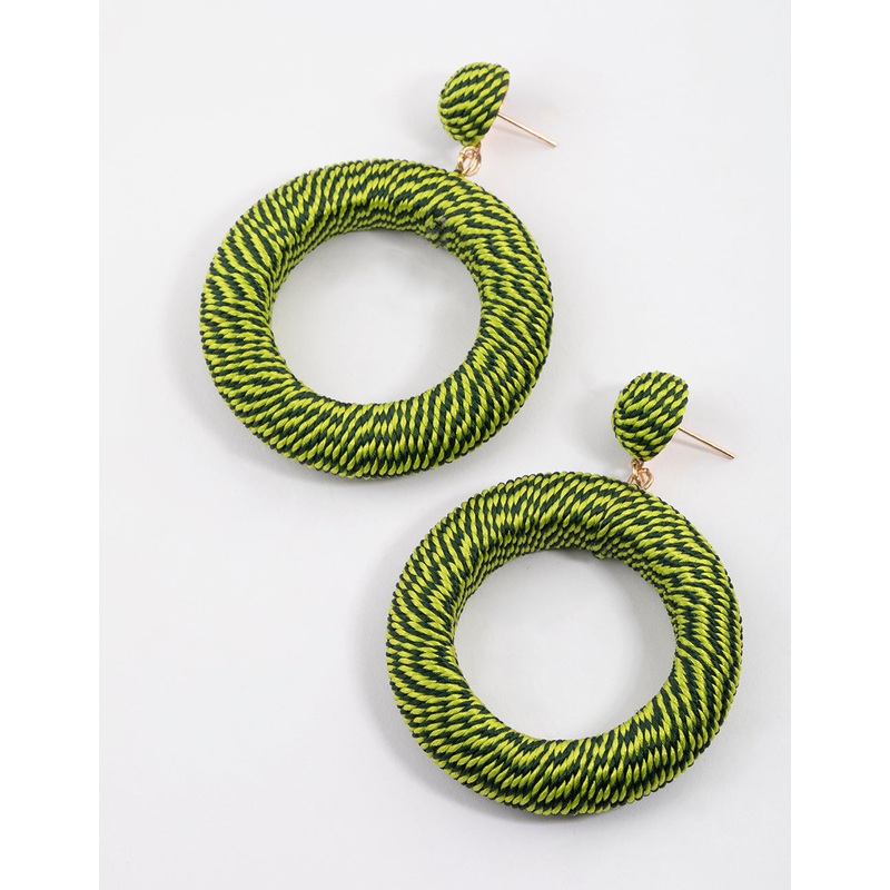 Threaded Pink Wrapped Oversized Drop Earrings