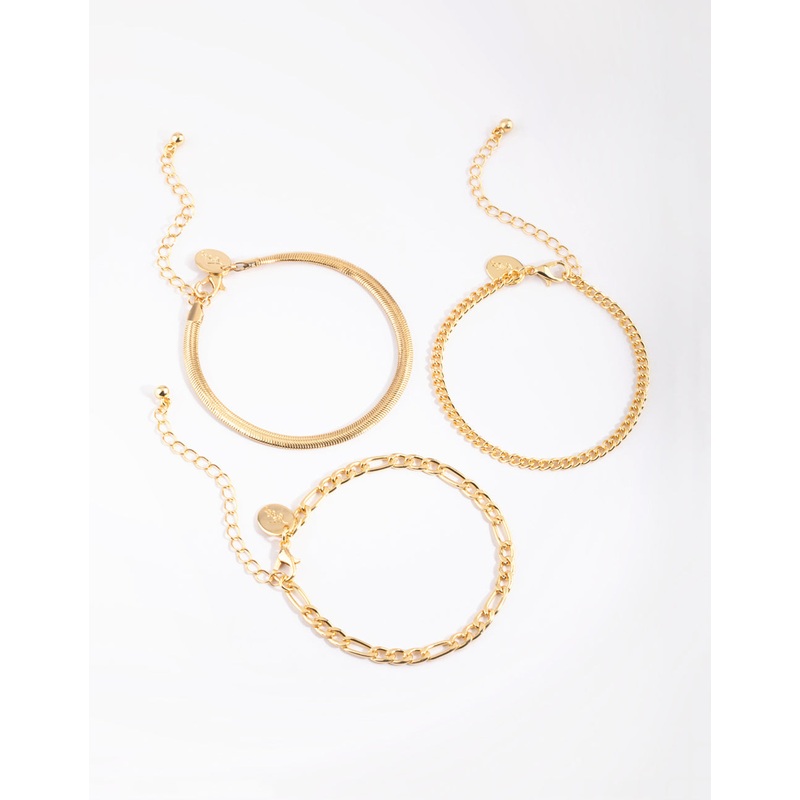 Gold Plated Snake Chain Bracelet Pack