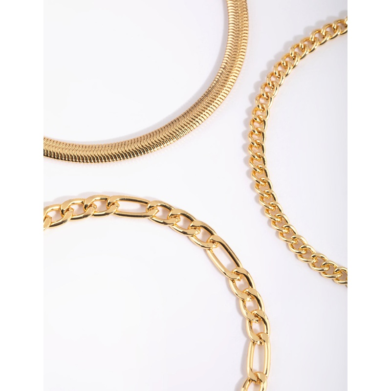 Gold Plated Snake Chain Bracelet Pack