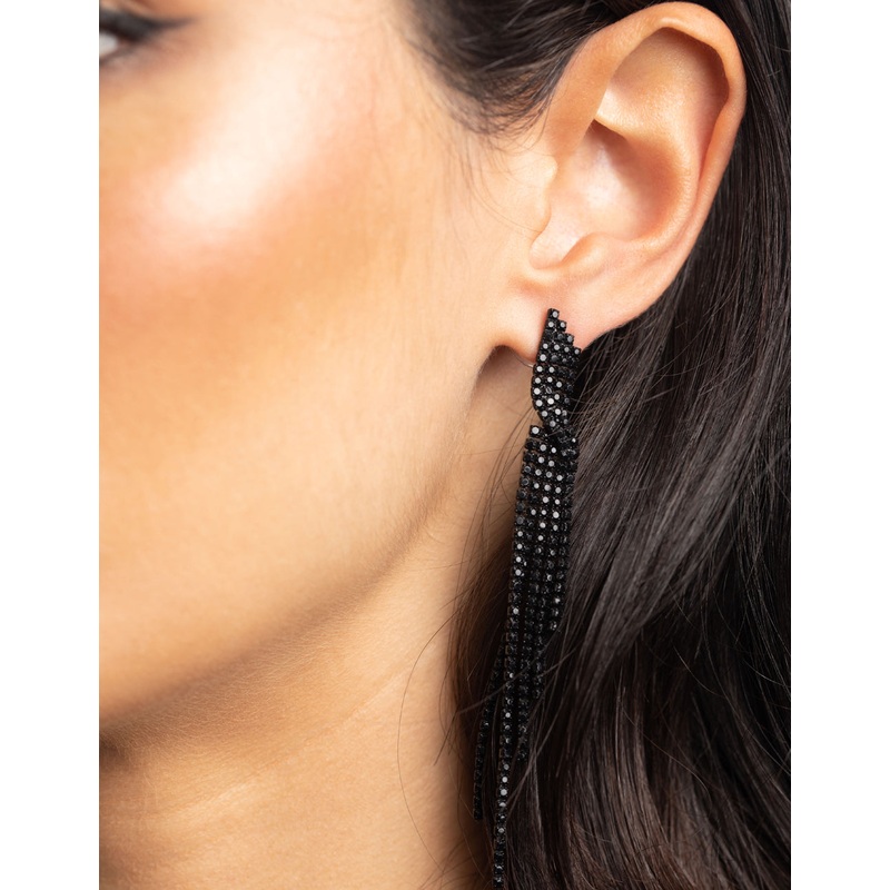 Matte Black Twisted Drop Earrings