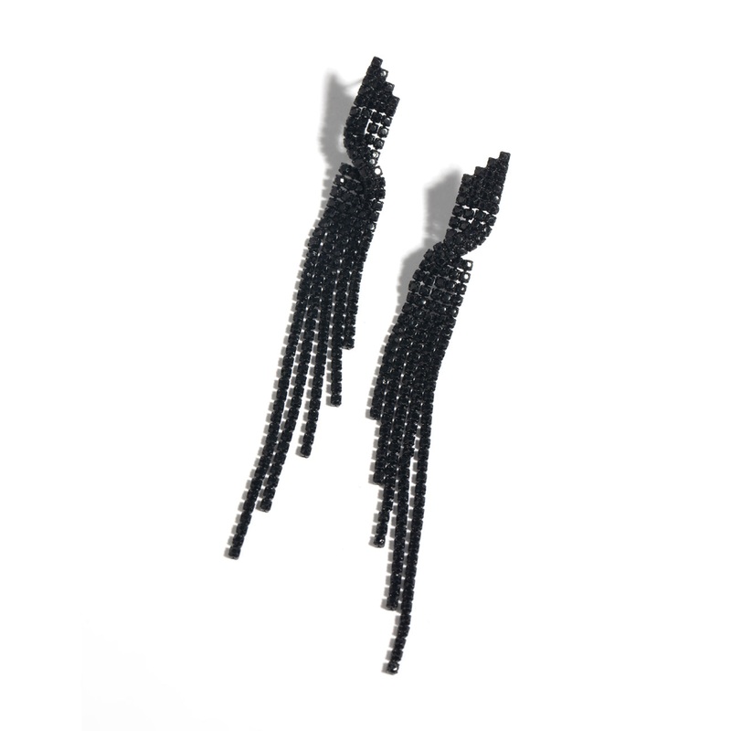 Matte Black Twisted Drop Earrings