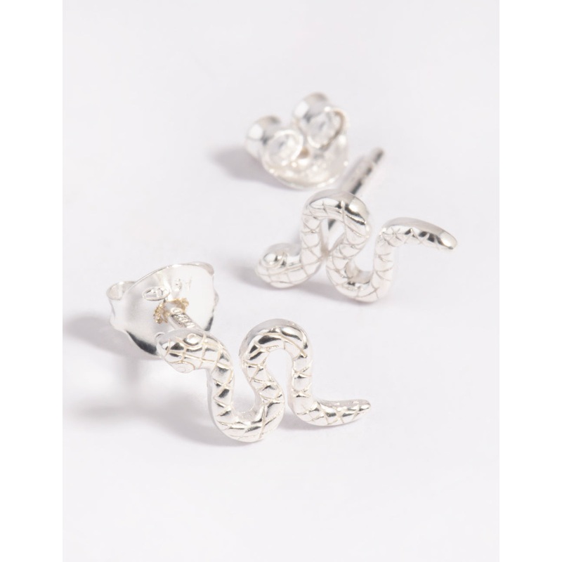 Sterling Silver Snake Stud Earrings