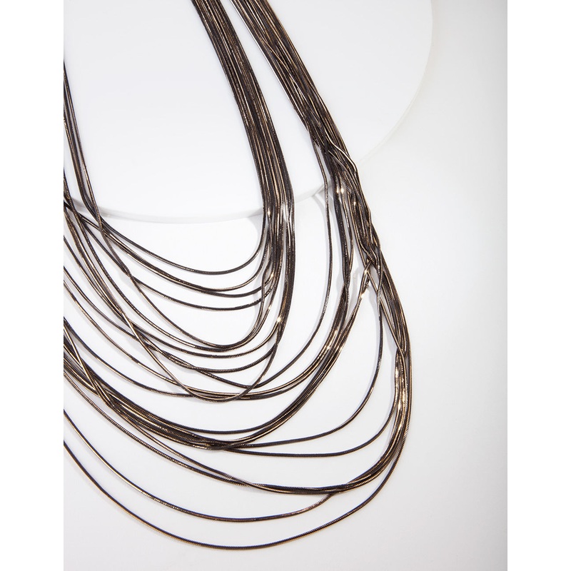 Black Gold Chain Drape Necklace